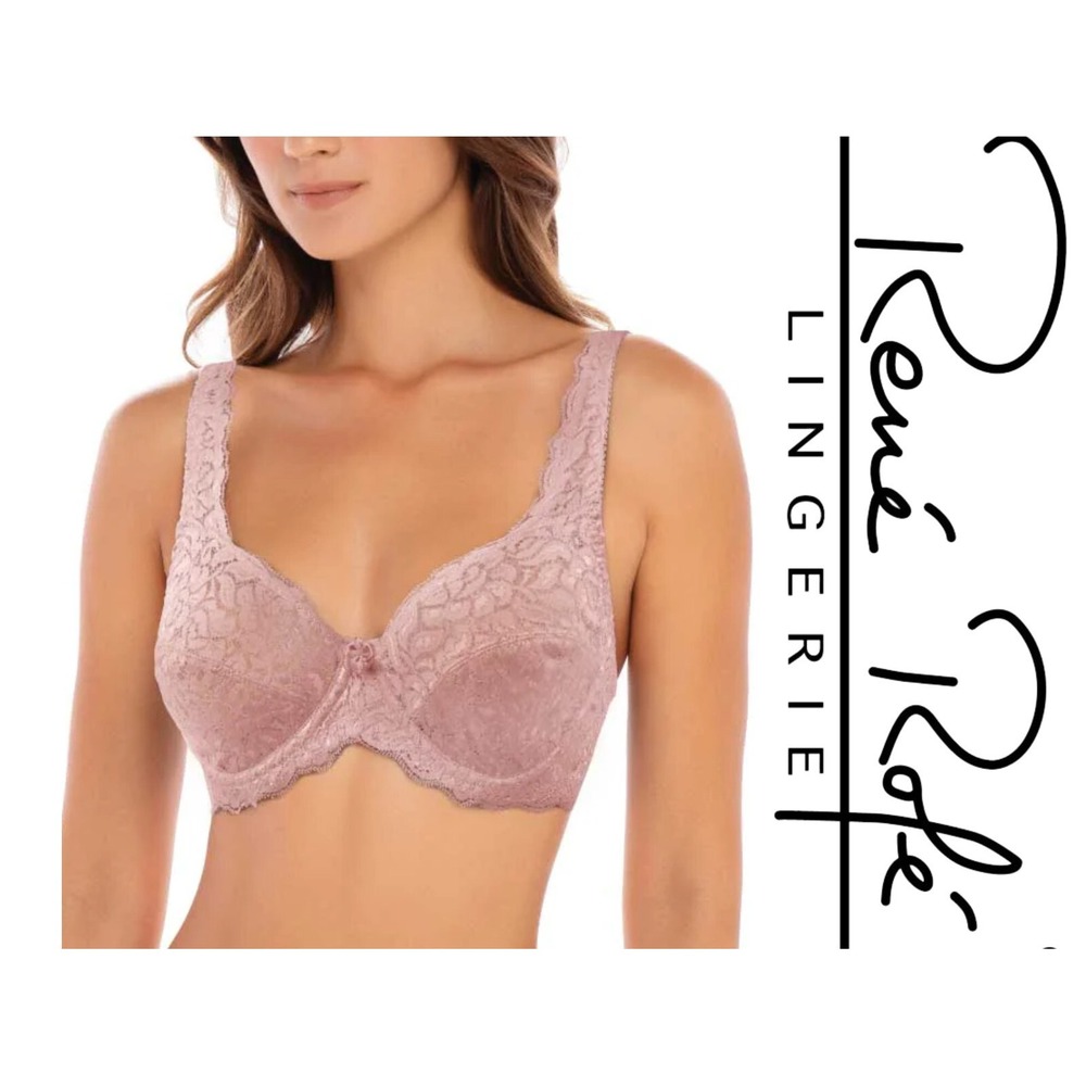 Rene Rofe Unpadded Underwire Stretch Lace Beige Bra 36D NWT